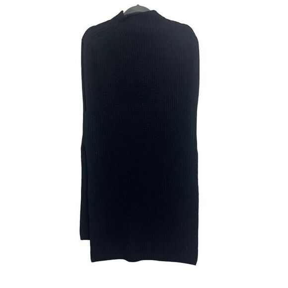 Bishop + Young Navy Blue Turtle Neck Side Slit Sleeveless Sweater Size Small - Picture 4 of 5